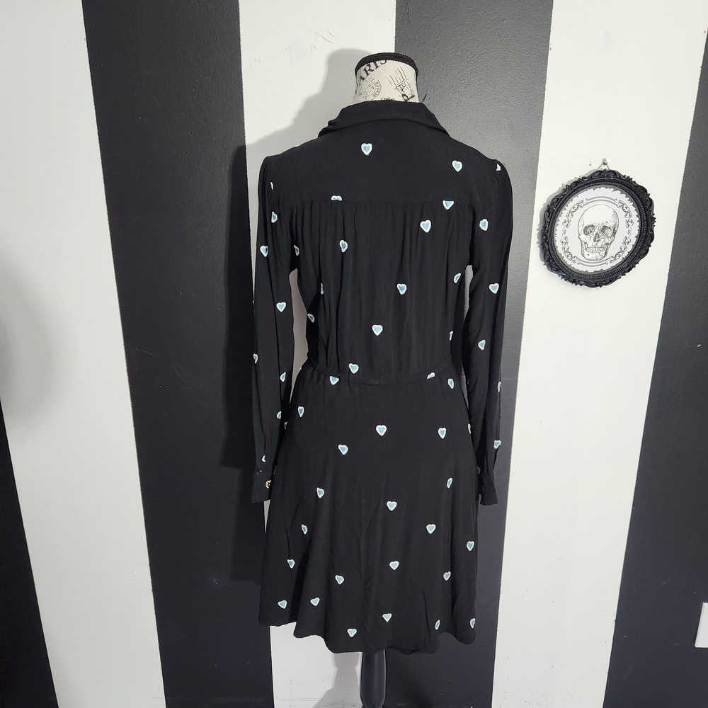 Elegant Black Heart Pattern Long Sleeve Dress - Picture 6 of 7